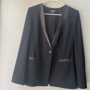 DKNY Leather Lapel Blazer